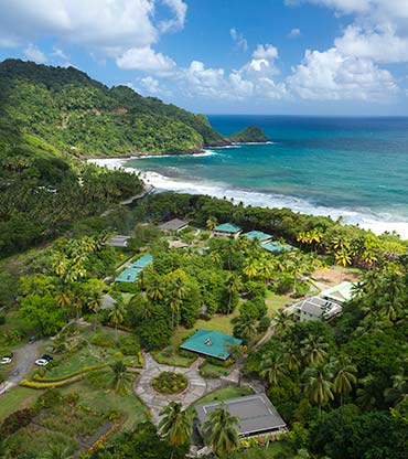 Aerial view of Rosalie Bay Eco-Resort